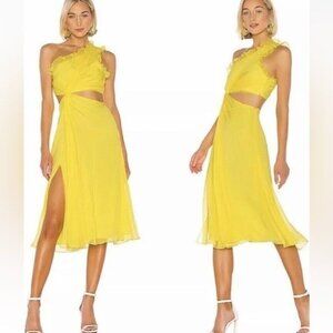 Cinq a sept Corinne Chiffon Silk Dress in Blazing Yellow 4